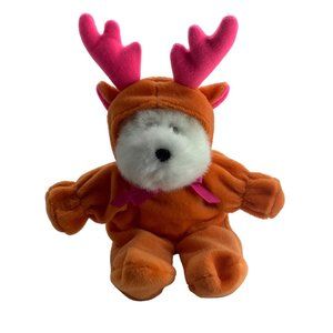 Vtg 1998 G.A.C. Teddy Bear Reindeer Costume Plush Stuffed Animal 12" Pink Antler